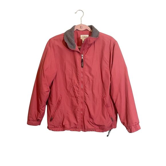 L.L.Bean Womens Collared Long Sleeve Full Zip Fleece Lining Jacket Red Medium - Picture 1 of 16